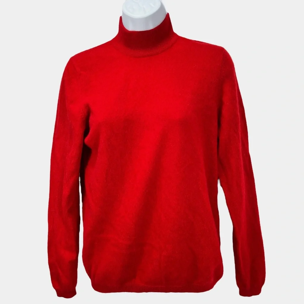 Charter Club 100% Cashmere Red Turtleneck Pullover Sweater Women ‎ Petite Medium